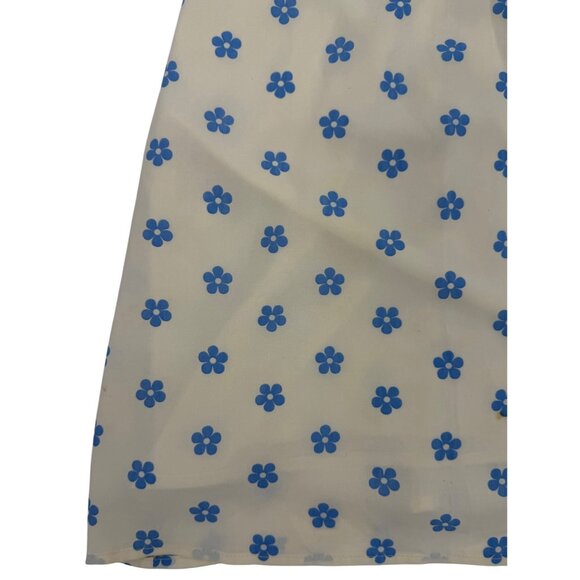NWT Cider Floral Cutout & Keyhole Cream & Blue Boho Cottagecore Mini Dress - Picture 13 of 16